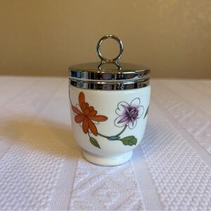 Vintage Royal Worcester Porcelain with Purple and Orange Florals Egg‎ Coddler